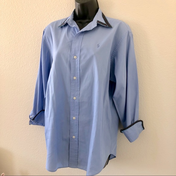 Ralph Lauren Tops - Ralph Lauren Polo Golf Classic Fit Blouse Blue w/ Multicolor Detail Size 10